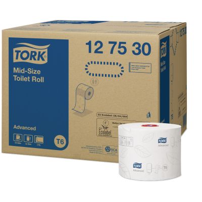 Tork Advanced T6 Mid-Size Toilet Roll 2ply (Case of 27) - 127530
