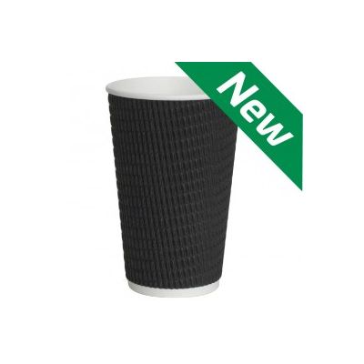 12oz Black Triple-Wall Ripple Cups - 1000