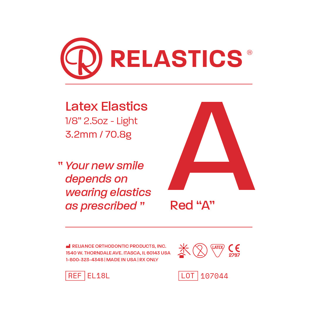 Patient Elastics Latex Relastics 1/8" / 3.2mm  Light 2.5oz  RED A 