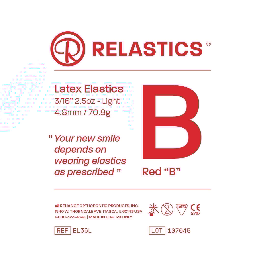 Patient Elastics Latex Relastics 3/16" / 4.8mm  Light 2.5oz  RED B 