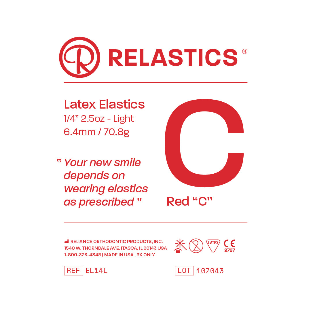 Patient Elastics Latex Relastics 1/4" / 6.4mm  Light 2.5oz  RED C 