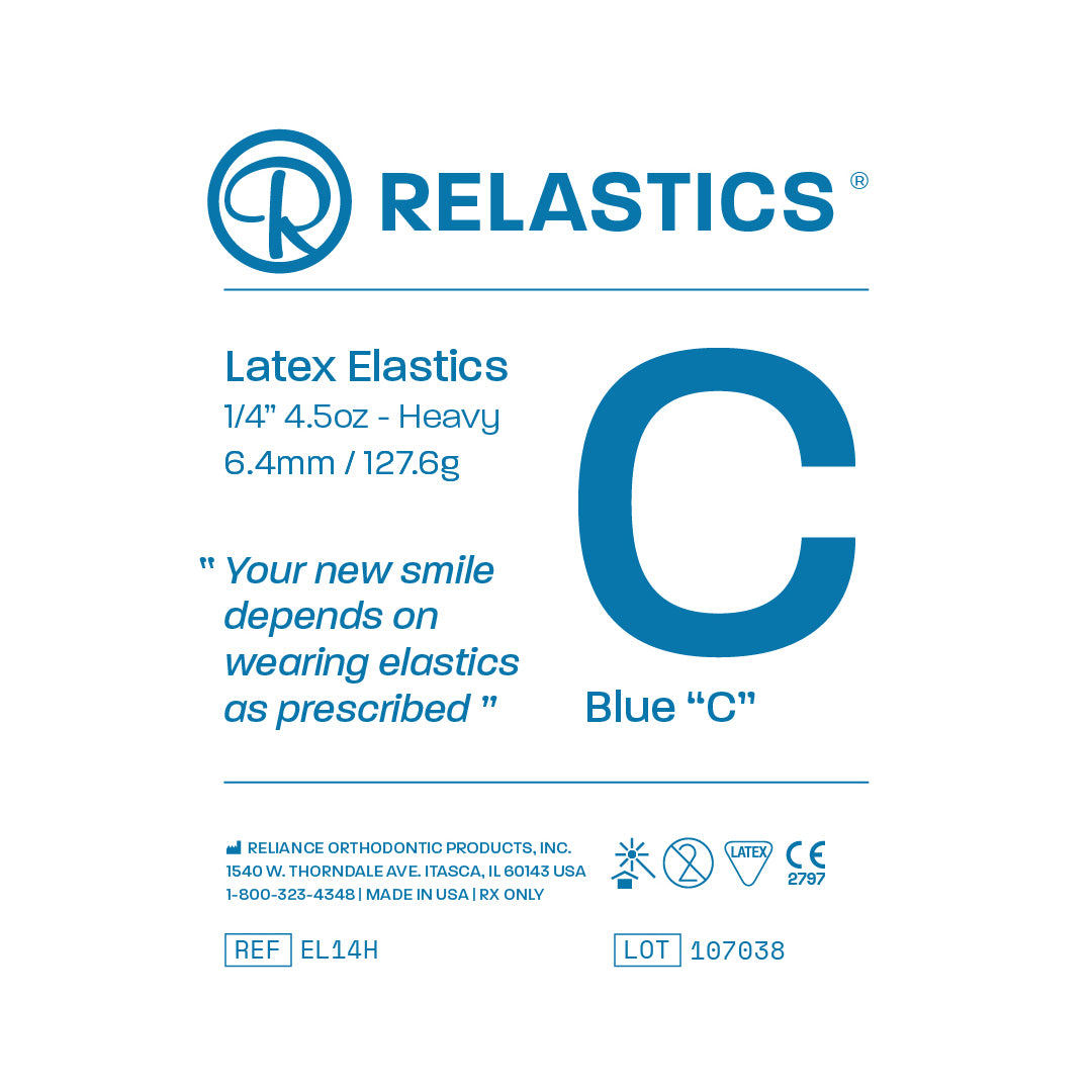Patient Elastics Latex Relastics 1/4" / 6.4mm  Heavy 4.5oz  BLUE C 