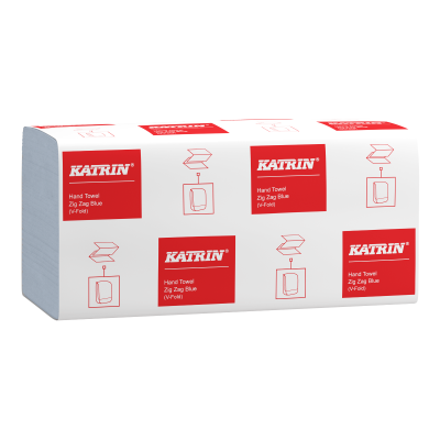 Katrin Basic ZigZag Blue Hand Towels 1ply (Case of 20) - 362200