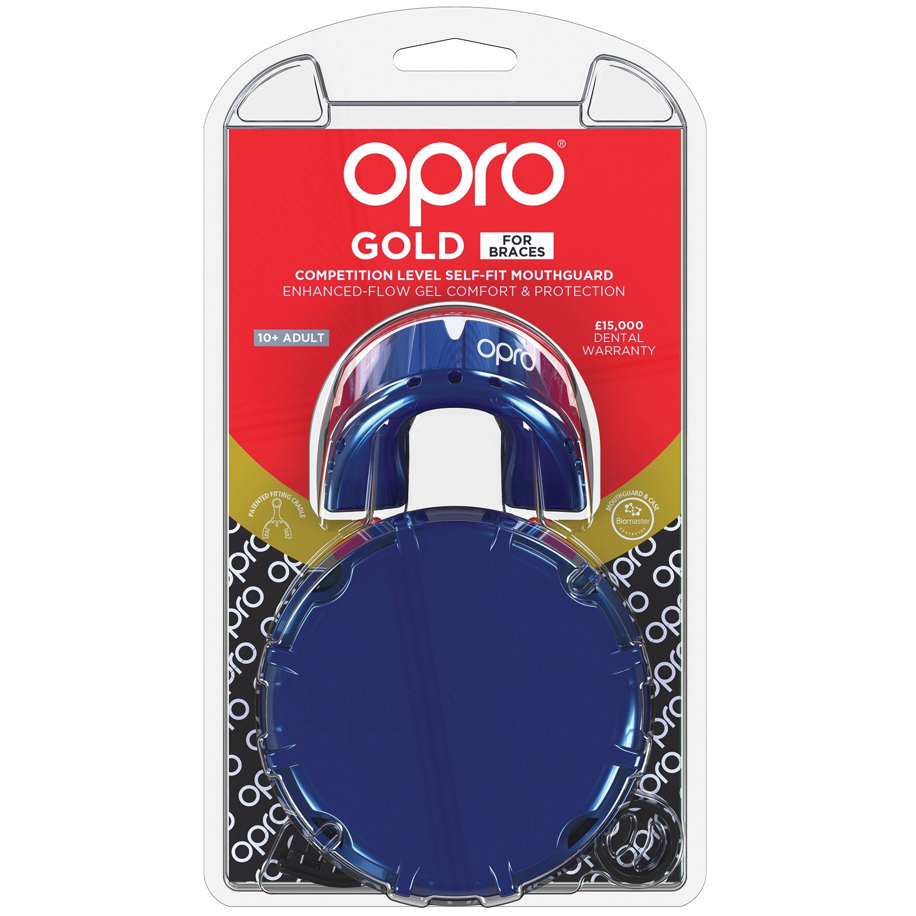 Opro Self-Fit GEN3 Gold Braces - Blue/Pearl Mouthguard 