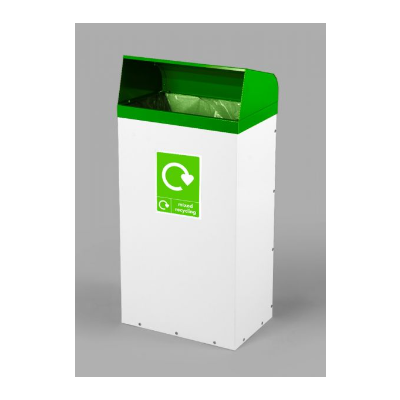 60 Litre All Steel Recycling Bin with Green Lid