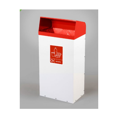 60 Litre All Steel Recycling Bin with Red Lid