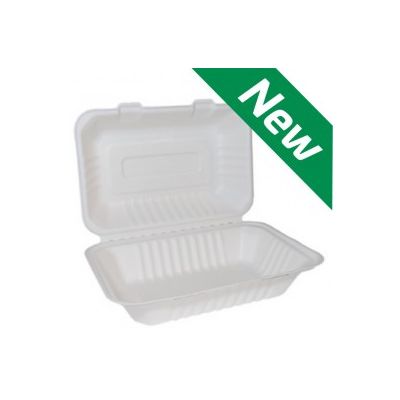 Bagasse Clamshell Large Box Compostable Case of 500