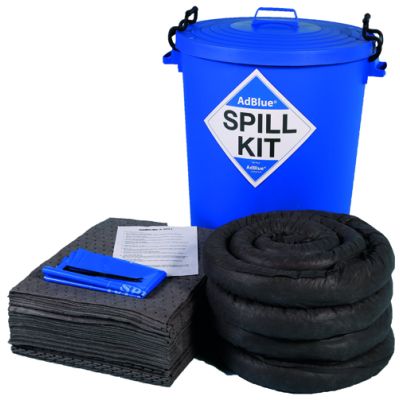 AdBlue Solution 100 Litre Spill Kit in a Blue Drum