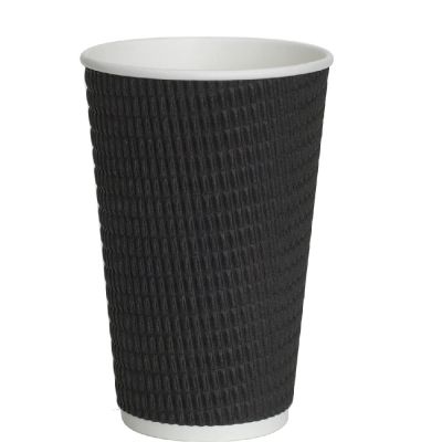 16oz Black Triple-Wall Ripple Cups (Case of 500)