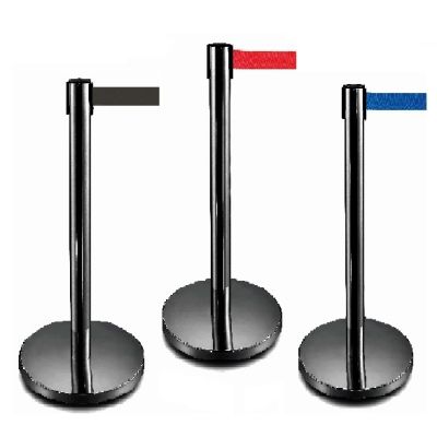 Black Post Retractable Belt Barrier in Various Colours