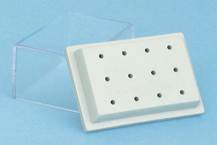 Plastic Bur Stand with Lid 12 Holes Grey - FG/RA 