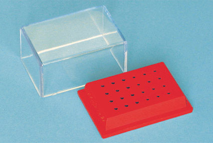Aluminium Bur Stand 24 Holes Red - RA 