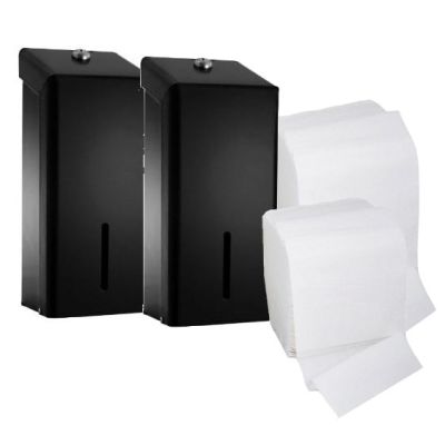 C21 Black Bulk Pack Dispenser (Pack of 2) & Toilet Tissue Bundle