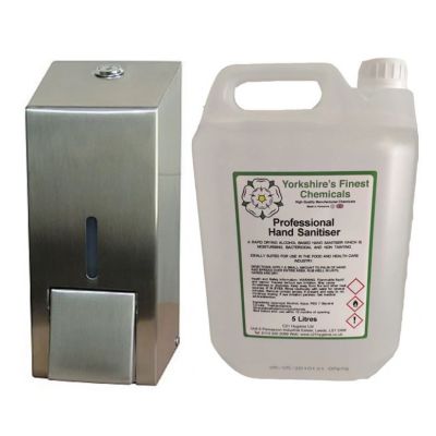 C21 800ml Liquid Soap and Sanitiser Dispenser & 5L Sanitiser Bundle