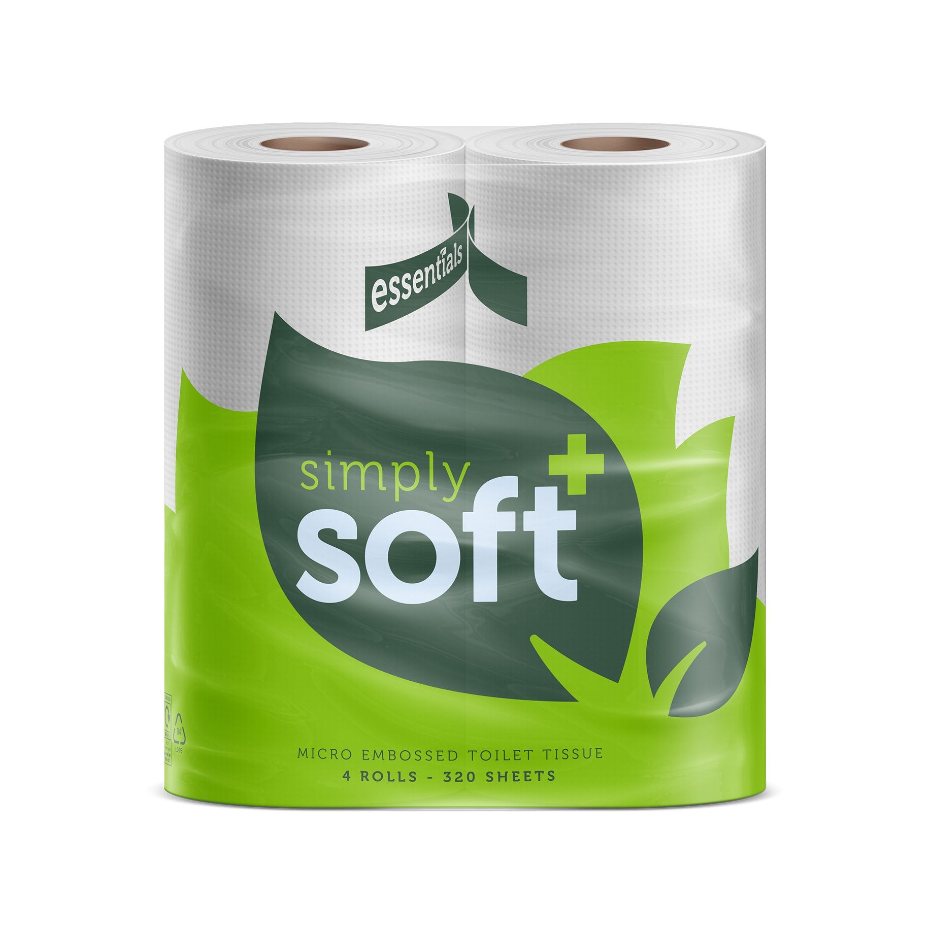 Toilet Tissue Rolls 2 ply, white 