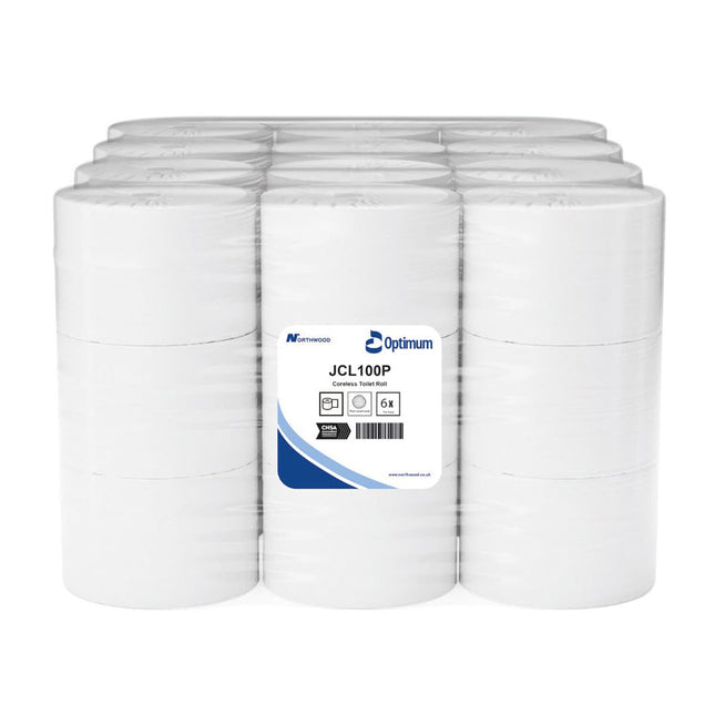 Coreless Toilet Roll, White, 2 Ply 