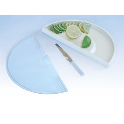 Bar Cutting Board in White with Clear Lid
