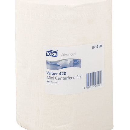 Wiper Rolls Mini Tork Plus (8â€) - 2 ply, White (101230) 