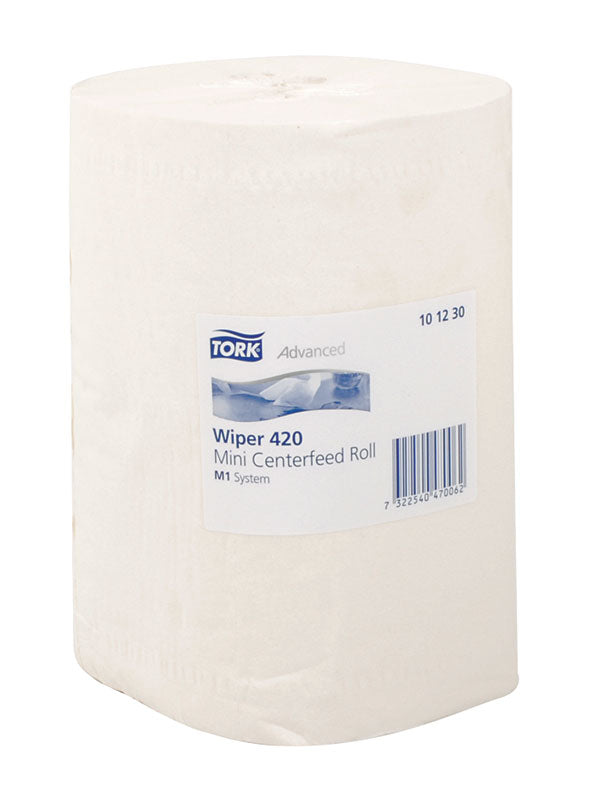 Wiper Rolls Mini Tork Plus (8â€) - 2 ply, White (101230) 
