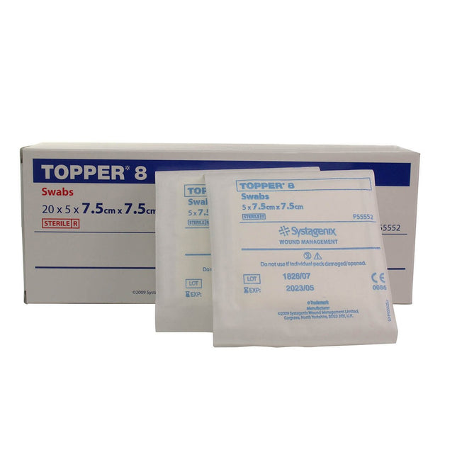 Topper 8 Swabs (Sterile) 7.5cm x 7.5cm 