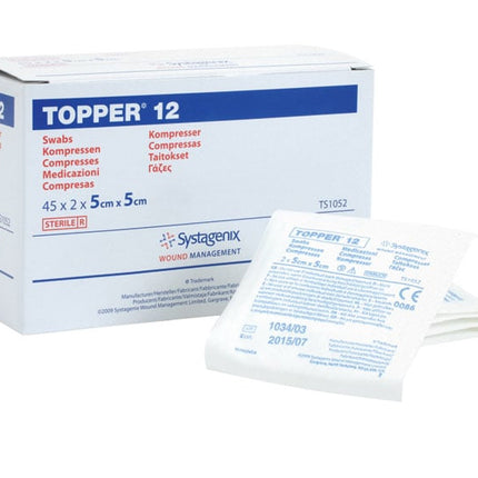 Topper 12 Swabs (Sterile) 5cm x 5cm 