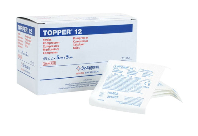 Topper 12 Swabs (Sterile) 5cm x 5cm 