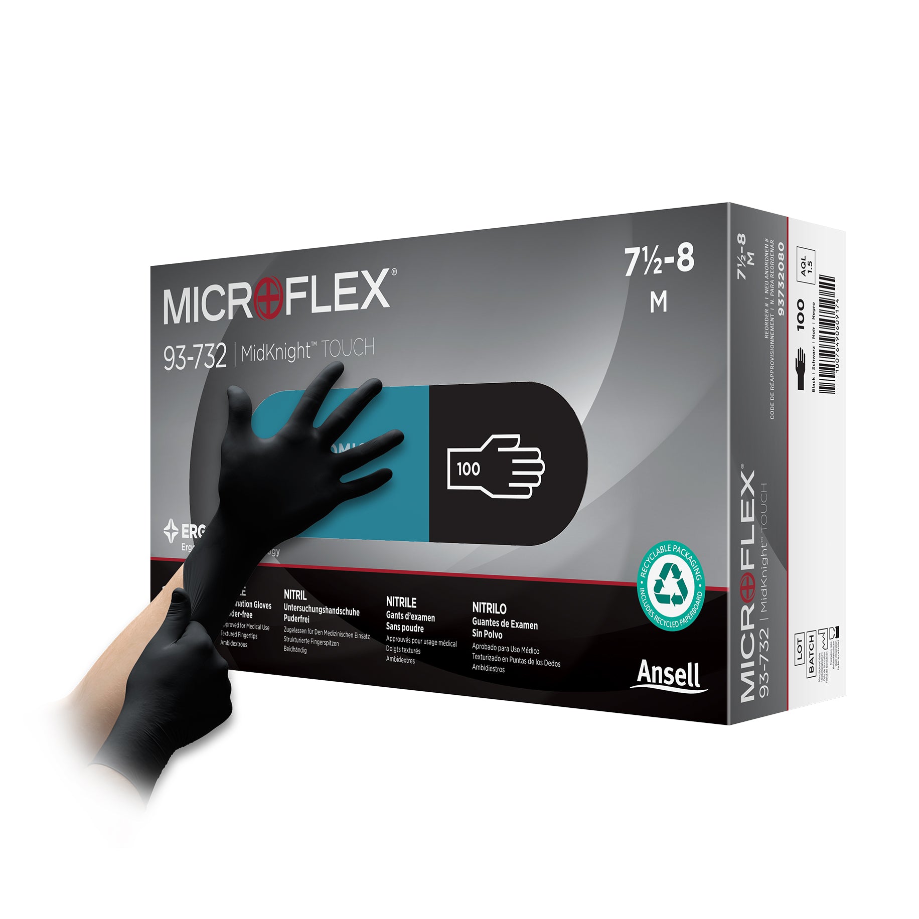 Microflex MidKnight Touch Nitrile Examination Gloves 93-732 Extra Small (5.5 - 6) 