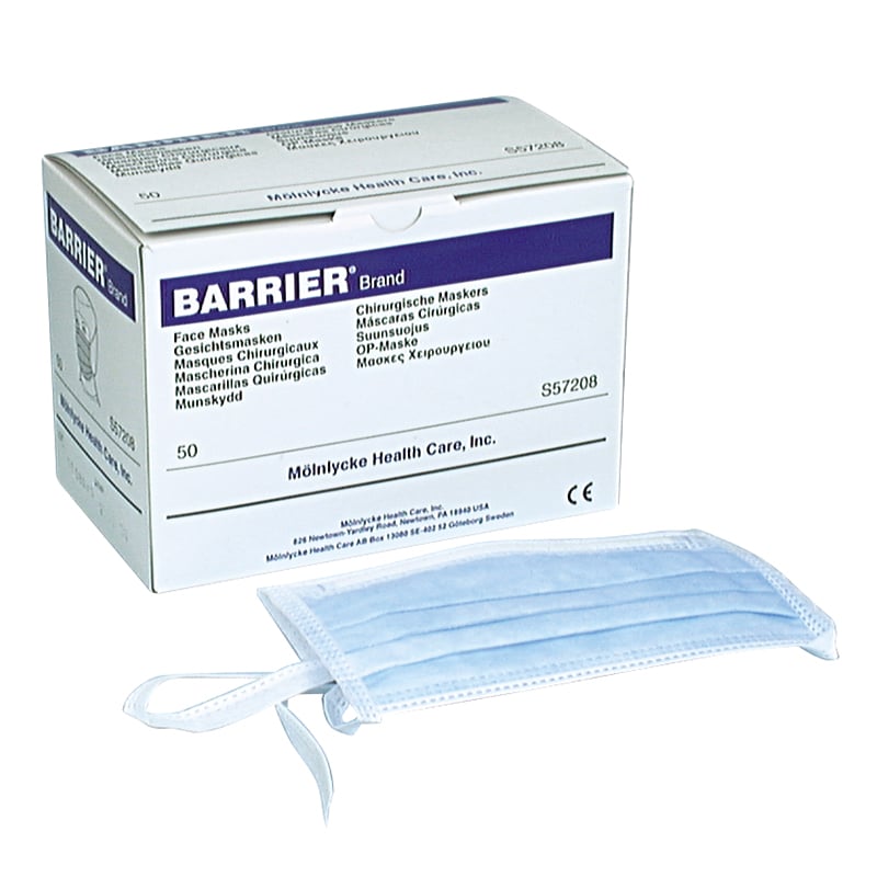 Surgical Face Mask Barrier Tie-on - Standard Blue 