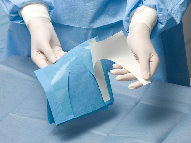 Disposable Surgery Drapes with adhesive - Sterile 75 x 90cm (12T1254) Blue 