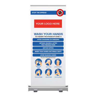 Wash Your Hands Full Colour Pop Up Banner (2100 x 850mm)