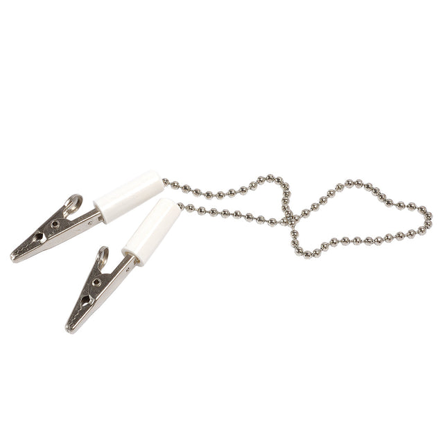Metal Bib Chain with Crocodile Clip White 