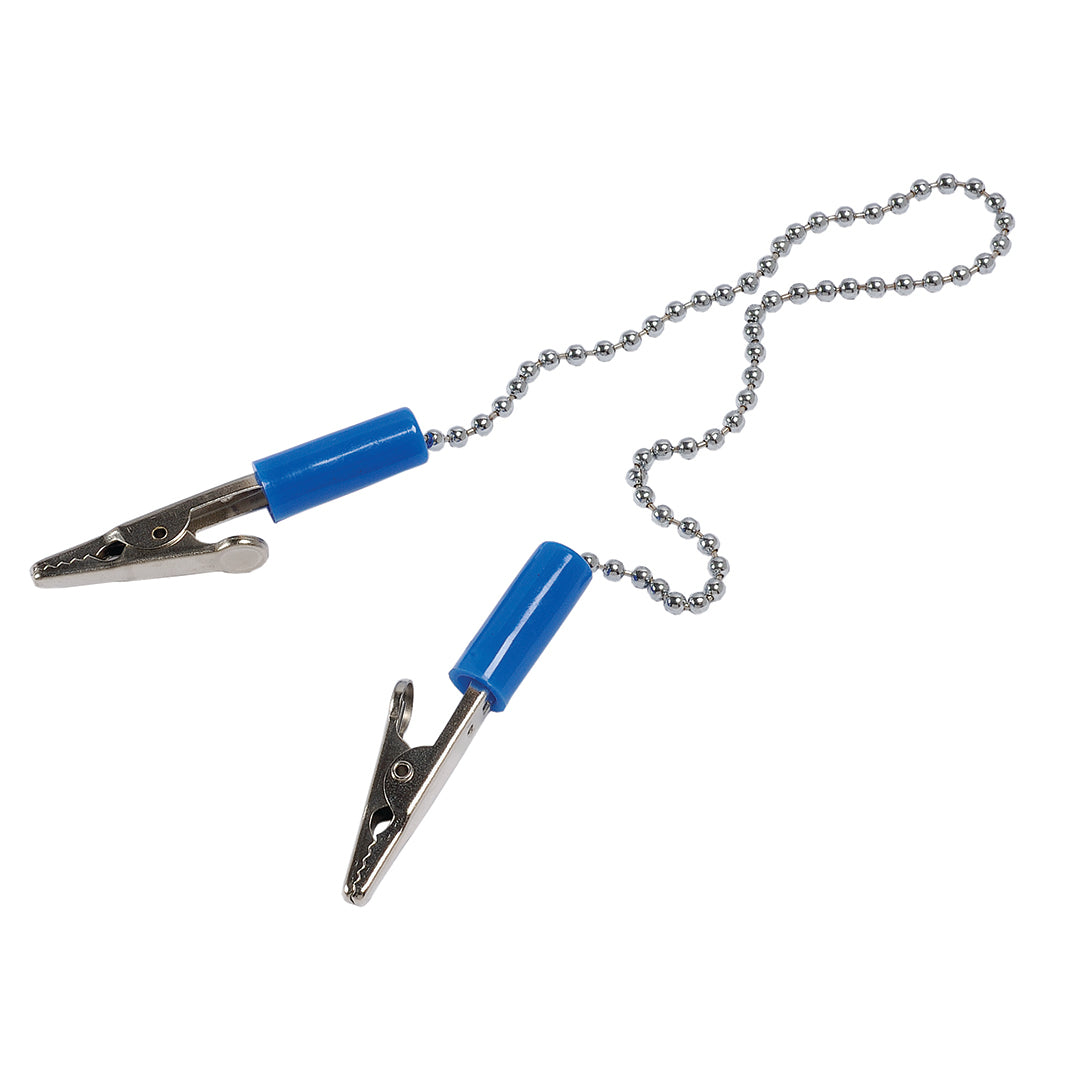 Metal Bib Chain with Crocodile Clip Blue 