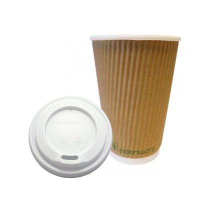 PLA Compostable Kraft Ripple Cups/Sip Lids1000 each