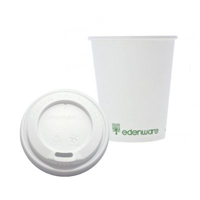 PLA Compostable Cups 8oz & Sip Through Lids 1000 each