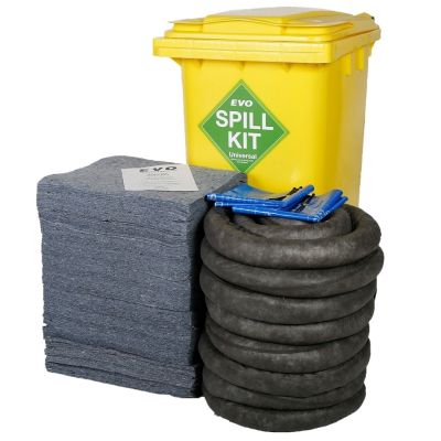 240 Litre EVO RecycledÂ® Spill Kit in Yellow Wheelie-bin