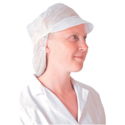 Disposable Peaked Cap with Snood