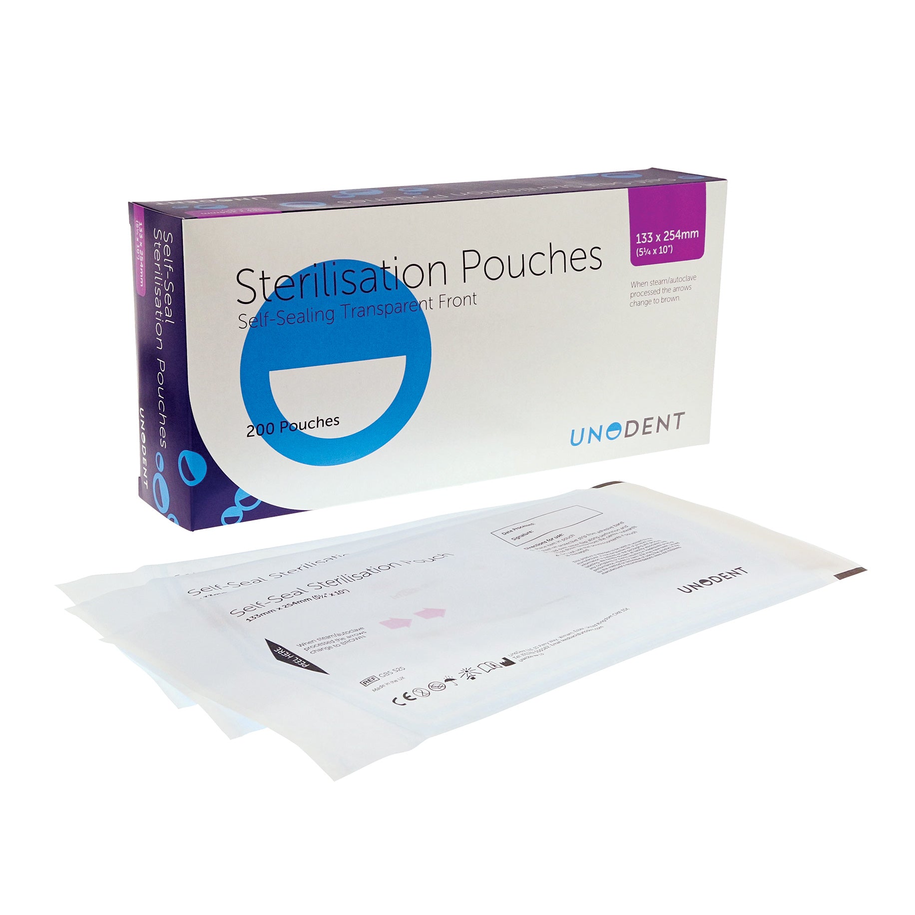 Sterilisation Pouches No. 525: 133 x 254mm  (5.25" x 10") 