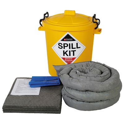 Fentex 65 Litre Spill Kits General, Chemical, Oil, EVO in Yellow Drum