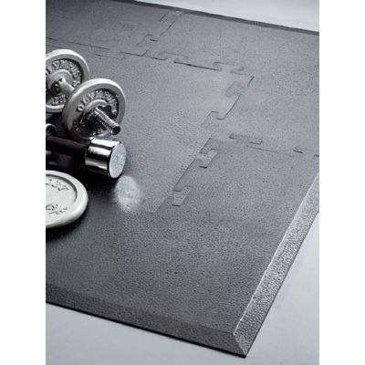 Blue Diamond Kumfi Rib Gym Matting in Black Tiles, Corners and Borders