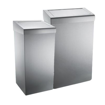 Synergise Wastebin with Flap Lid in Brushed (Various Sizes)