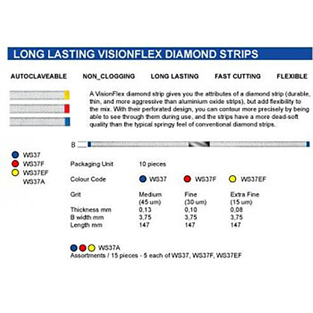 Vision Flex Diamond Strips 0.10mm Red WS37F 