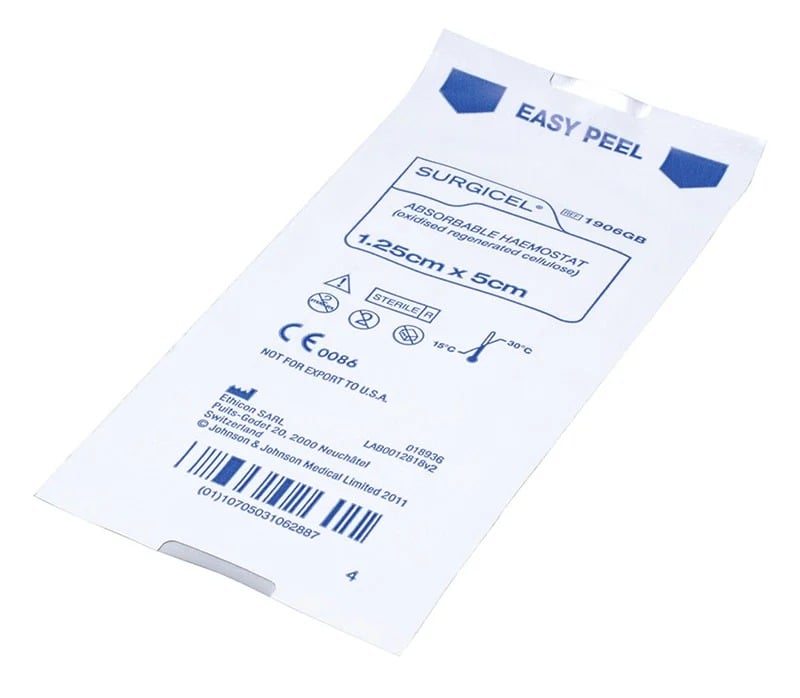 Surgicel Haemostatic Gauze 1.2cm x 5cm - Pack 12 