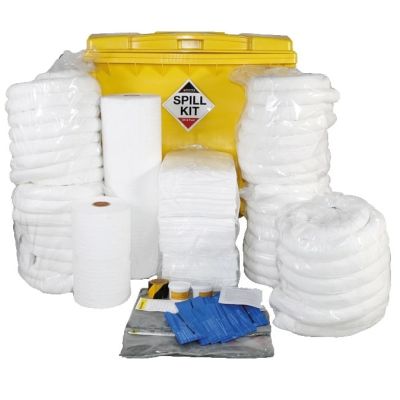 1100 Litre Oil & Fuel Spill Kit in Large Wheeled Bin For Hydrocarbons