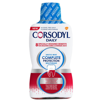 Corsodyl Daily Complete Protection Mouthwash - Arctic Mint 500ml (Alcohol Free) 