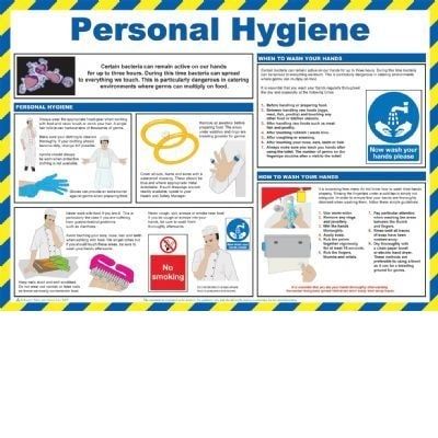 Personal Hygiene Laminated Poster, Hand Washing for Food Handling