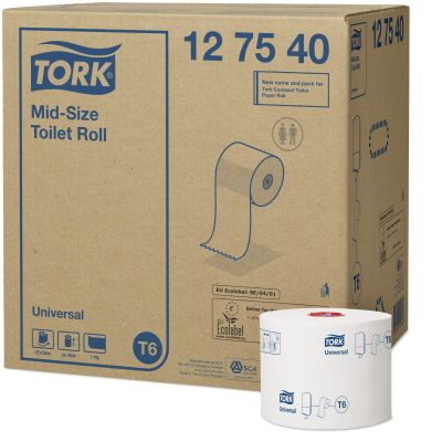Tork Universal T6 Mid-Size Toilet Rolls 1ply (Case of 27) -127540