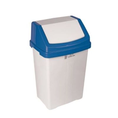 Plastic 50 Litre White & Blue Swing Bin