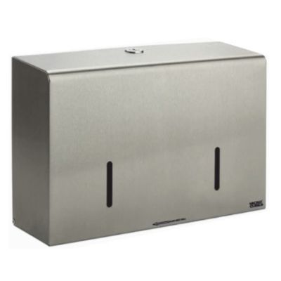 Twin Micro Jumbo Cube Toilet Roll Dispenser in Brushed