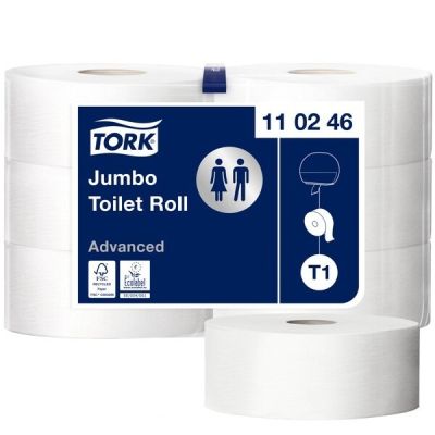 Tork Jumbo Toilet Roll 2ply T1 System (Case of 6) - 110246