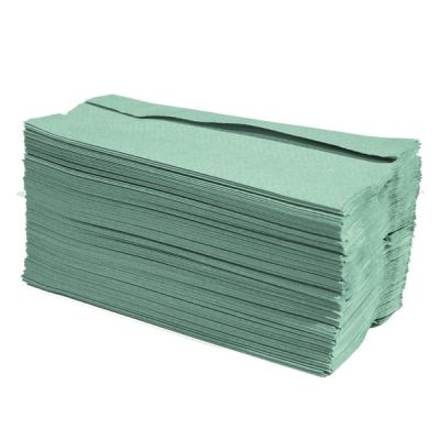 PRISTINE 1Ply Recycled C-Fold Hand Towel Green (Case 2880)
